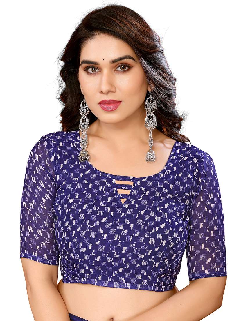 women printed casual wear saree with blouse - 22048290 -  Standard Image - 5