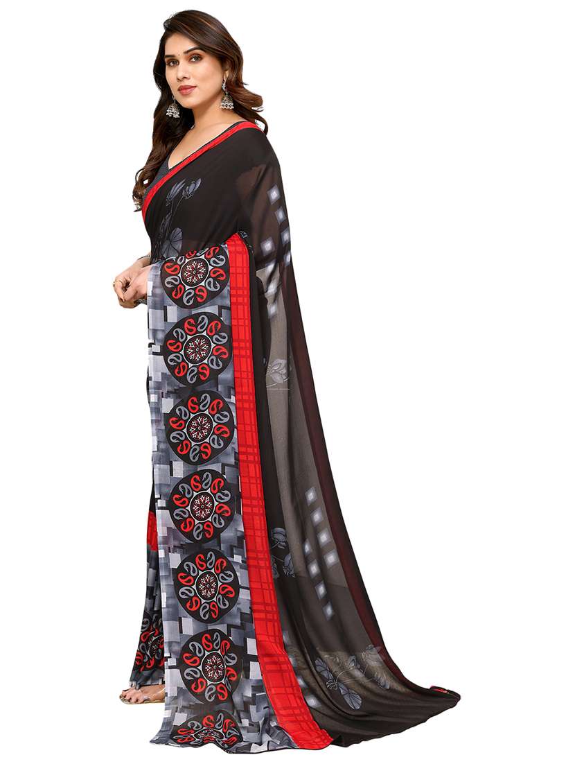 women printed casual wear saree with blouse - 22048291 -  Standard Image - 3