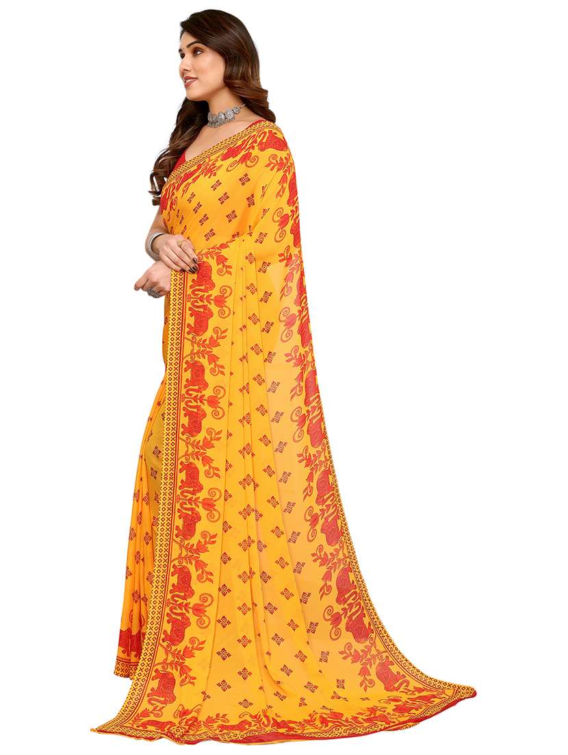 women printed casual wear saree with blouse - 22048295 -  Standard Image - 3