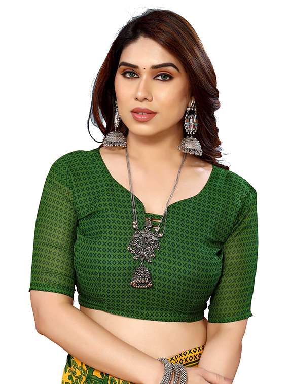 women printed casual wear saree with blouse - 22048296 -  Standard Image - 5