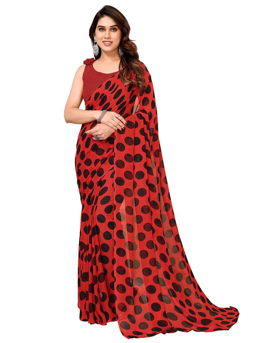 women printed casual wear saree with blouse