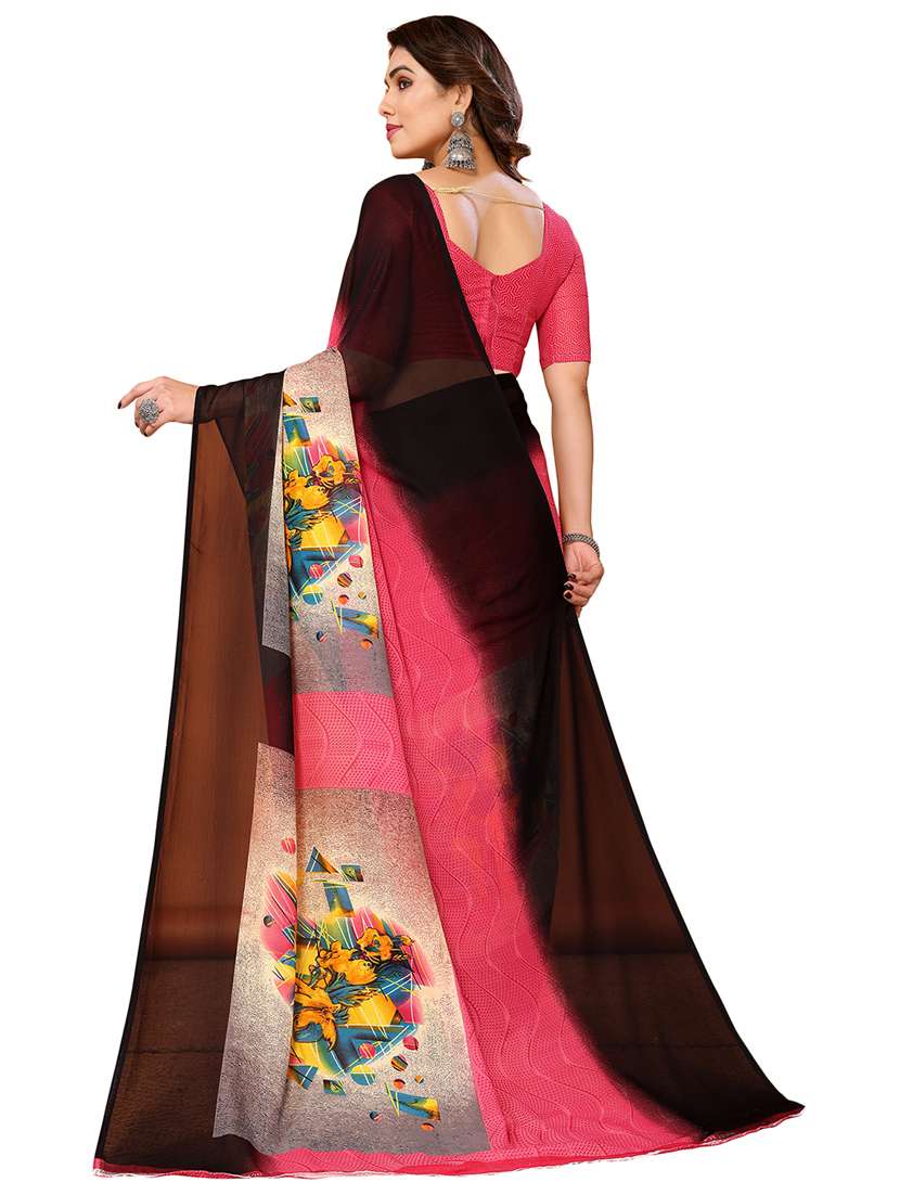 women printed casual wear saree with blouse - 22048304 -  Standard Image - 3