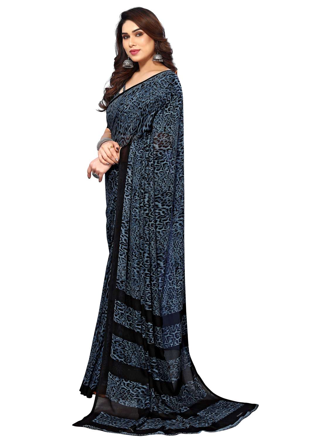 women printed casual wear saree with blouse - 22048307 -  Standard Image - 3