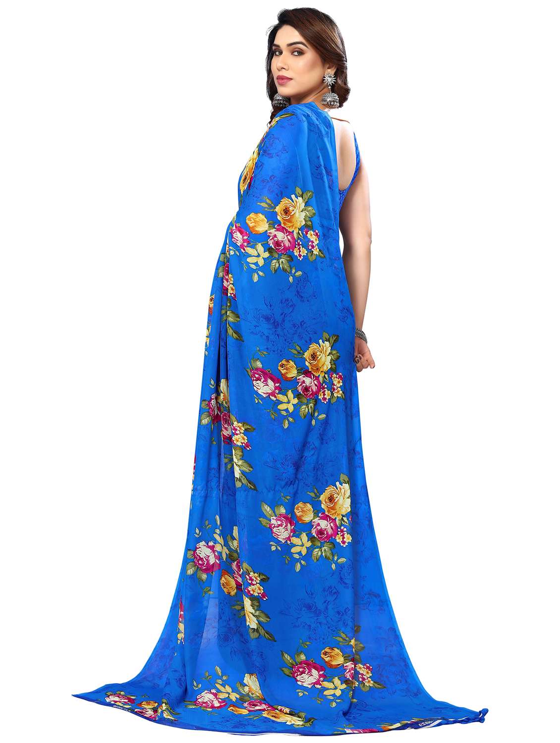 women printed casual wear saree with blouse - 22048310 -  Standard Image - 3