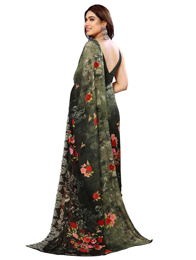 women printed casual wear saree with blouse - 22048312 -  Standard Image - 3