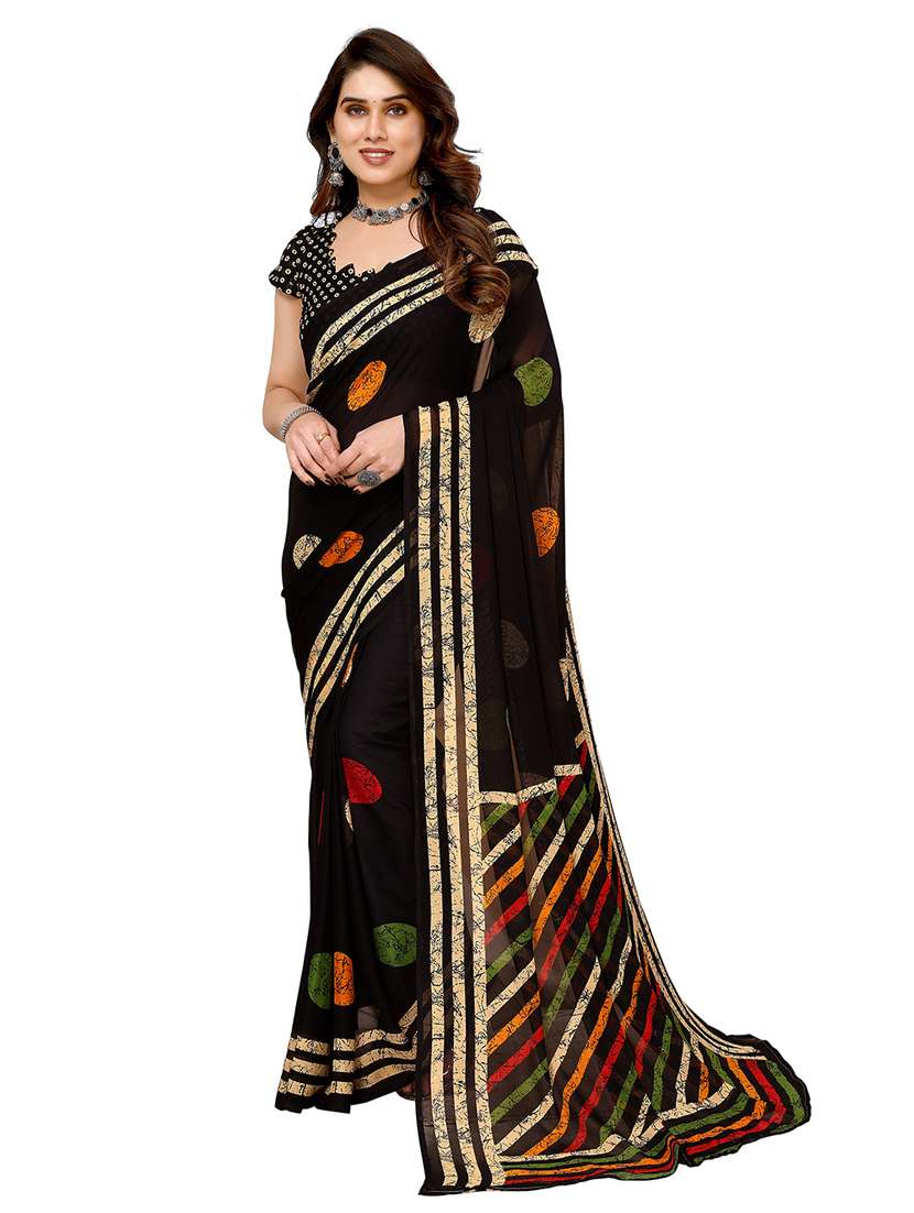 women printed casual wear saree with blouse