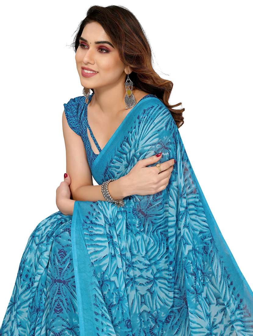 women printed casual wear saree with blouse - 22048320 -  Standard Image - 5
