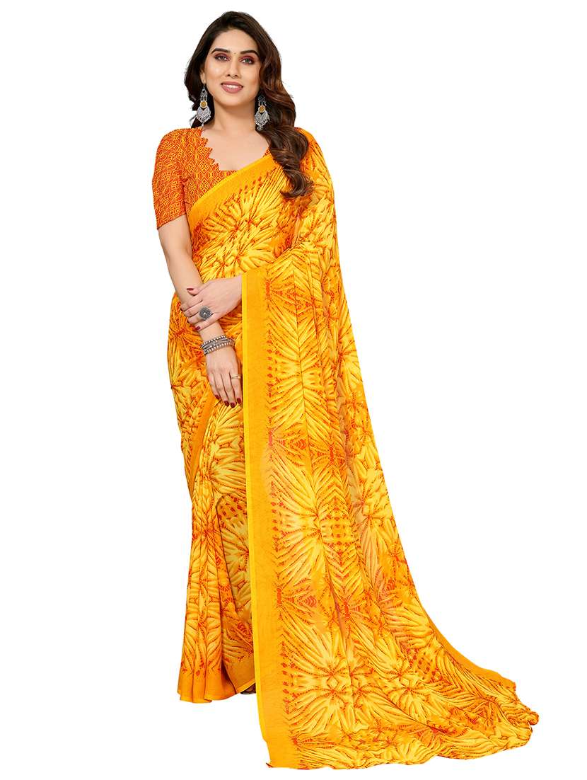 women printed casual wear saree with blouse
