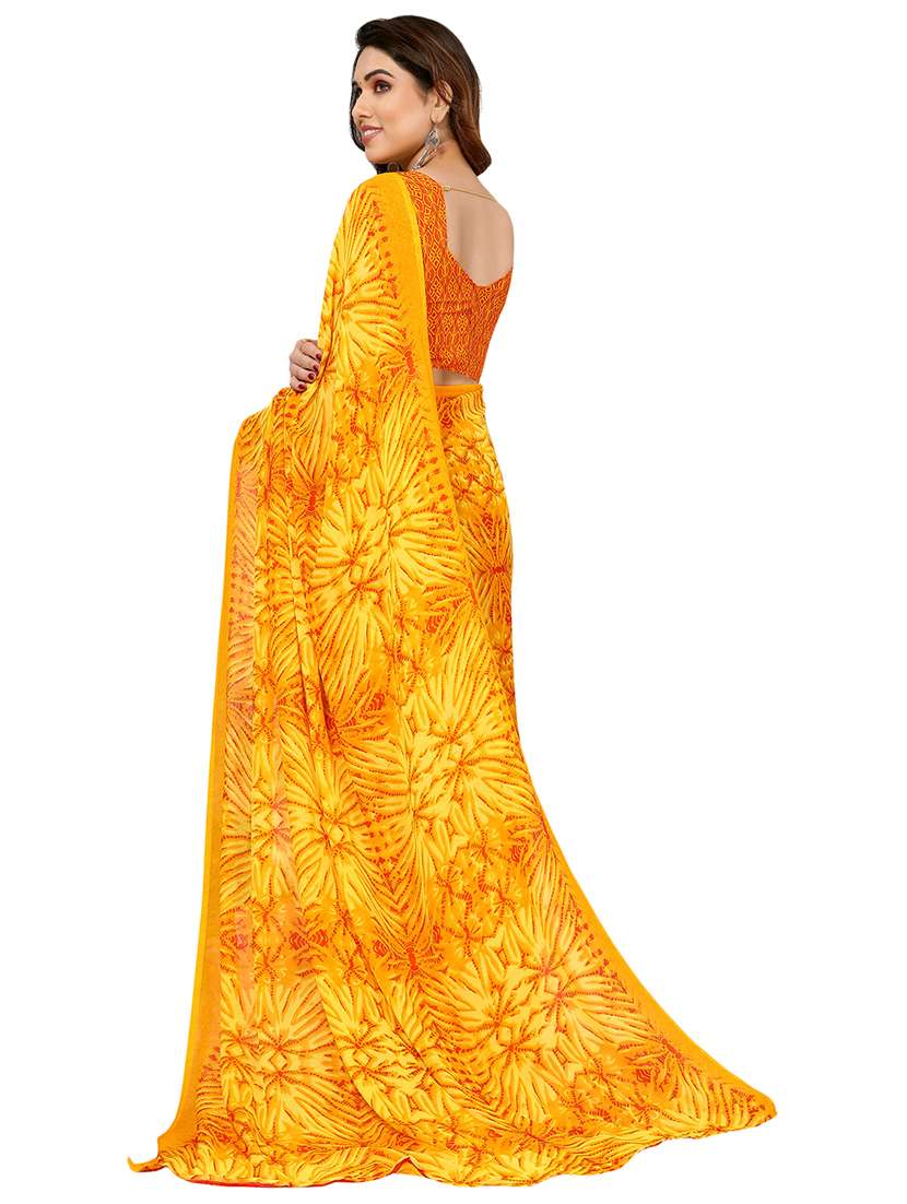 women printed casual wear saree with blouse - 22048323 -  Standard Image - 3