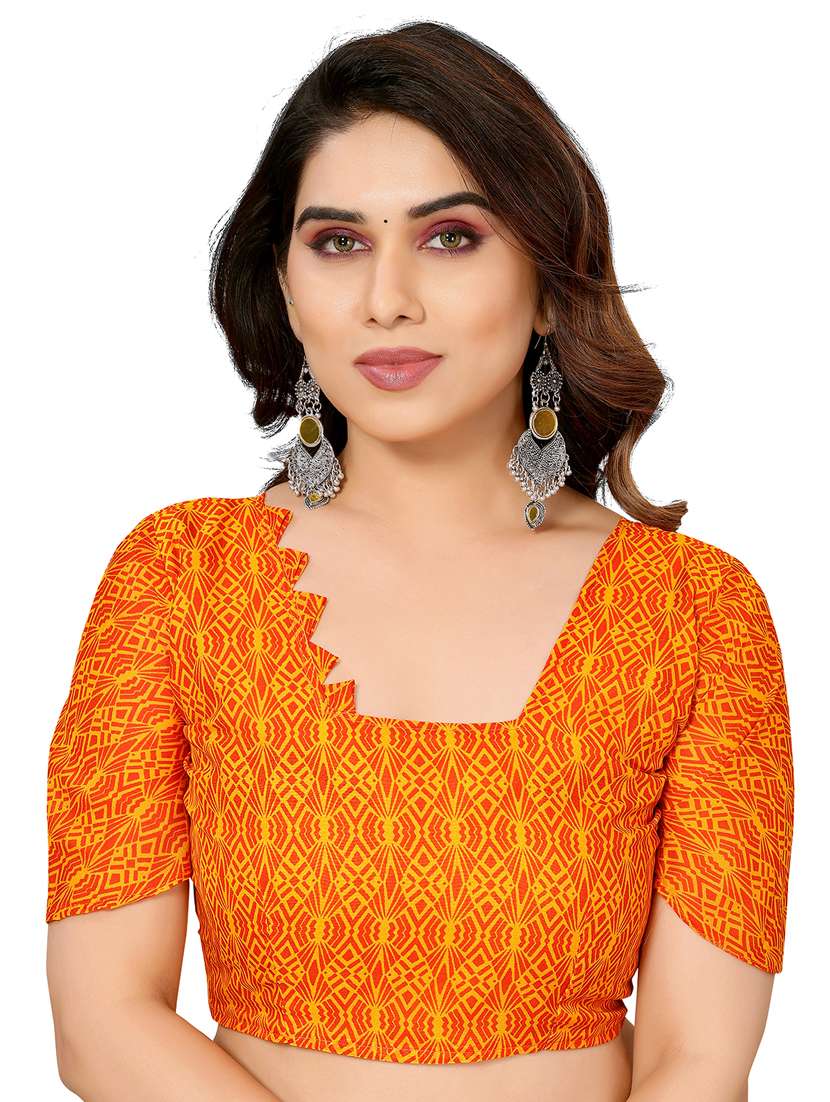 women printed casual wear saree with blouse - 22048323 -  Standard Image - 5