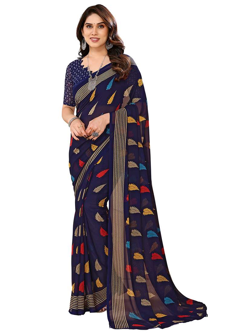 women printed casual wear saree with blouse