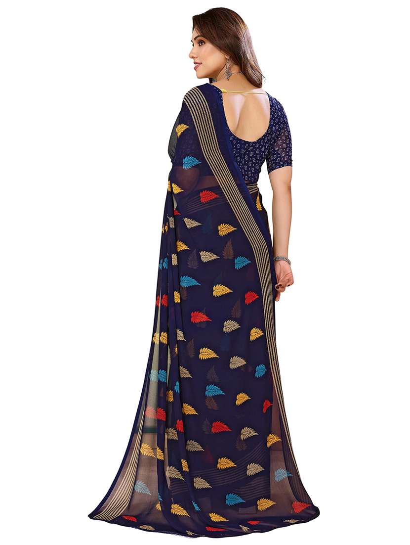 women printed casual wear saree with blouse - 22048351 -  Standard Image - 3