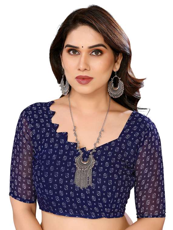 women printed casual wear saree with blouse - 22048351 -  Standard Image - 5