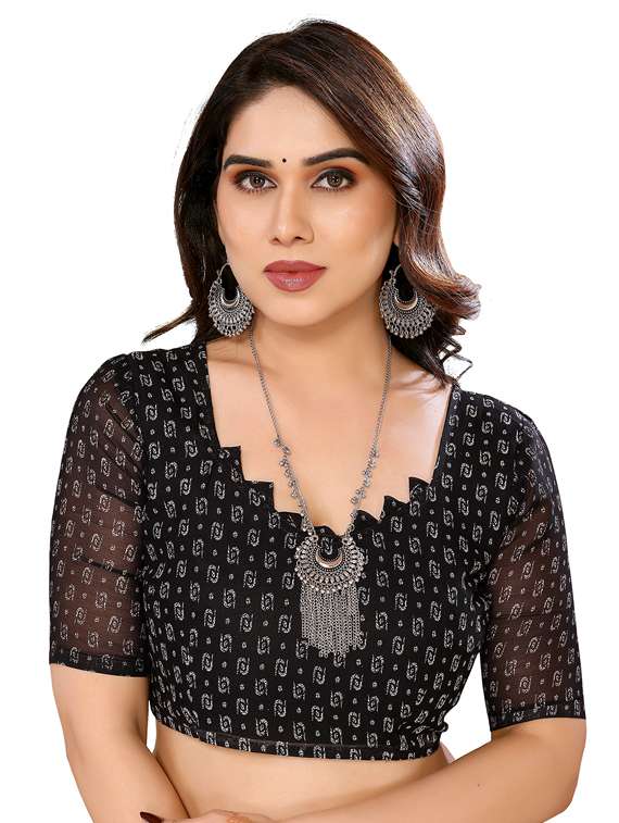 women printed casual wear saree with blouse - 22048352 -  Standard Image - 5