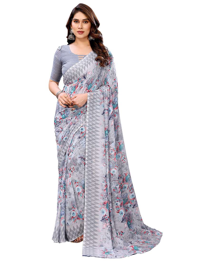 women printed casual wear saree with blouse