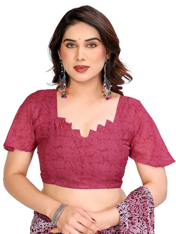 women printed casual wear saree with blouse - 22048369 -  Standard Image - 5