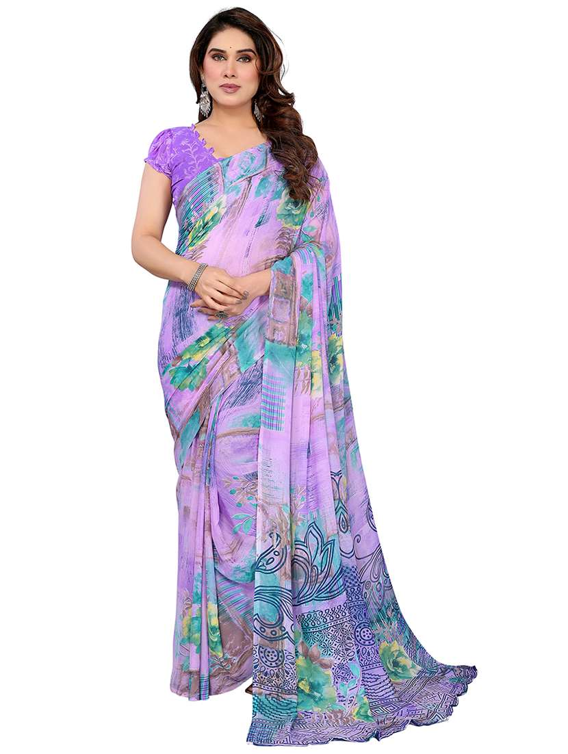 women printed casual wear saree with blouse