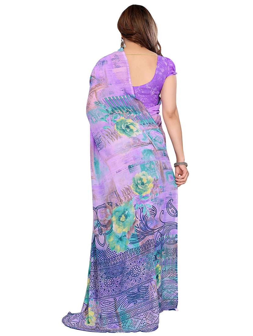 women printed casual wear saree with blouse - 22048376 -  Standard Image - 3