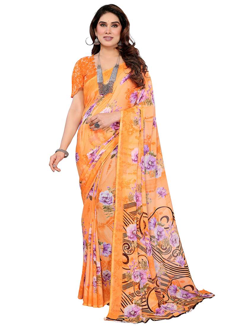 women printed casual wear saree with blouse