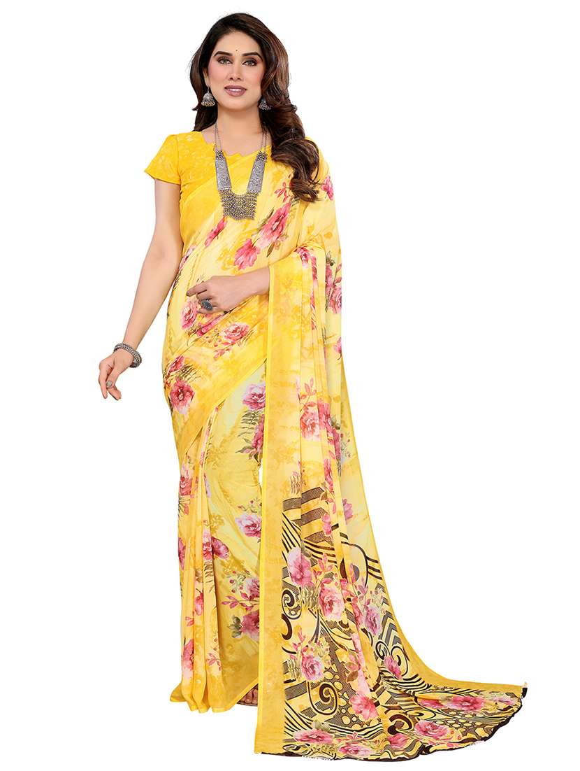 women printed casual wear saree with blouse