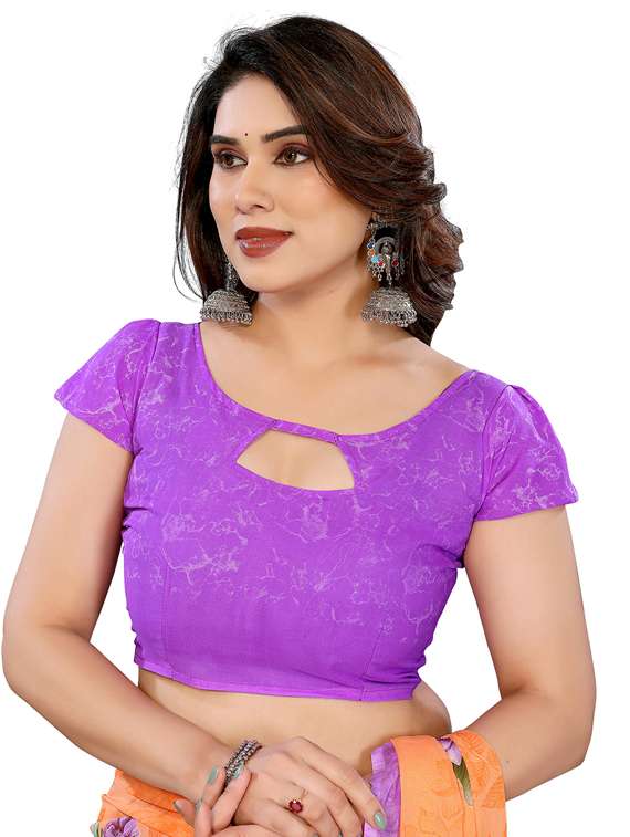 orange georgette printed saree with blouse - 22048394 - Standard Image - 5