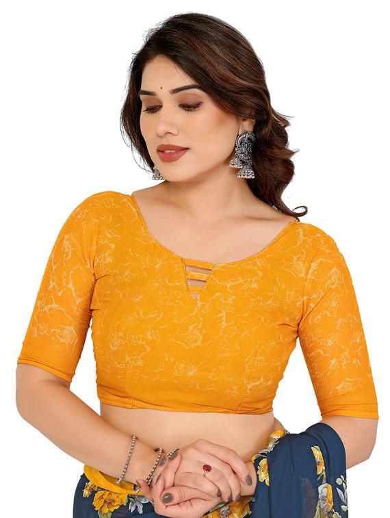 turquoise georgette printed saree with blouse - 22048398 - Standard Image - 5