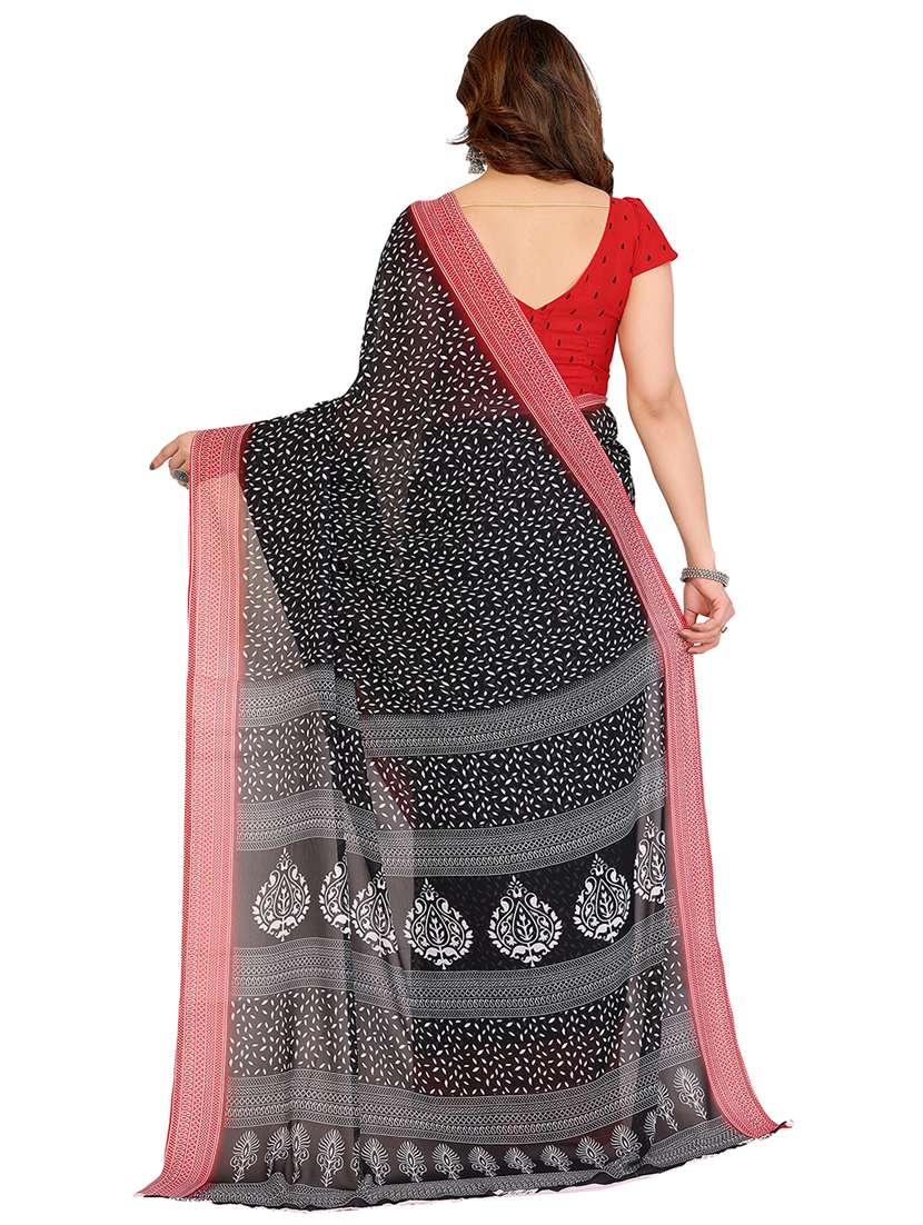 women printed casual wear saree with blouse - 22048403 -  Standard Image - 3