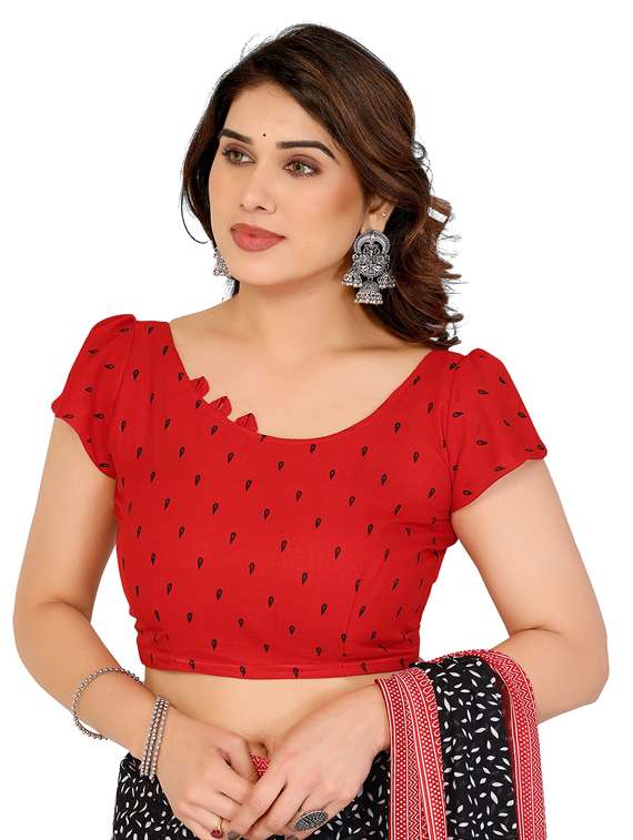 women printed casual wear saree with blouse - 22048403 -  Standard Image - 5