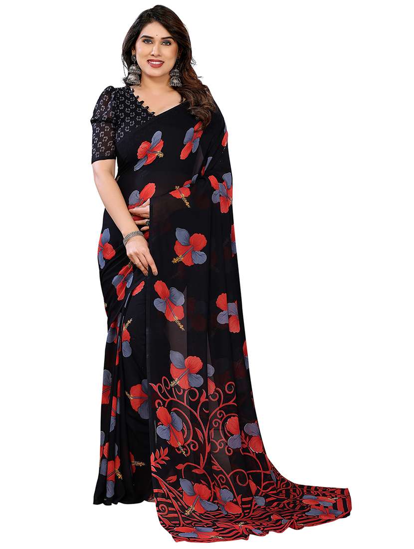 women printed casual wear saree with blouse
