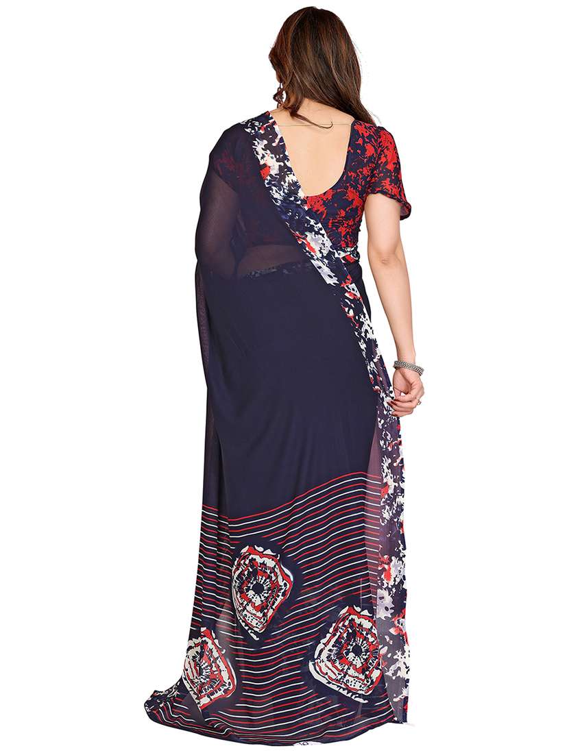 women printed casual wear saree with blouse - 22048443 -  Standard Image - 3