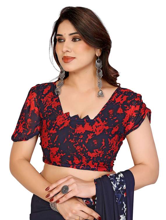 women printed casual wear saree with blouse - 22048443 -  Standard Image - 5