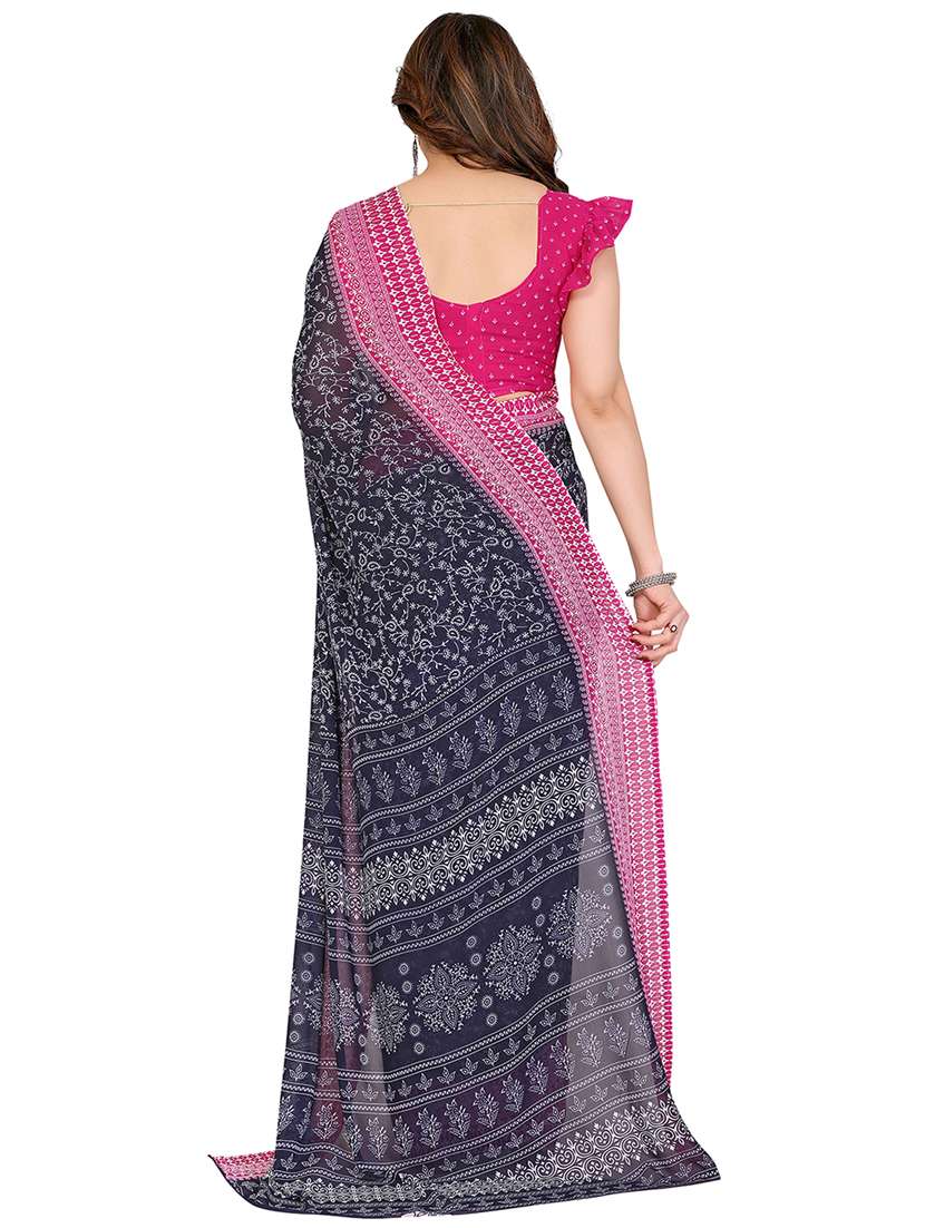 women printed casual wear saree with blouse - 22048459 -  Standard Image - 3