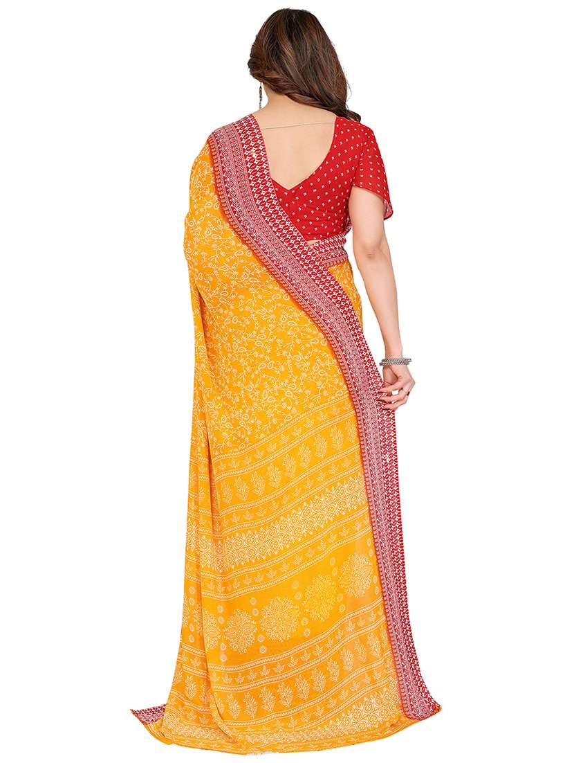 women printed casual wear saree with blouse - 22048460 -  Standard Image - 3