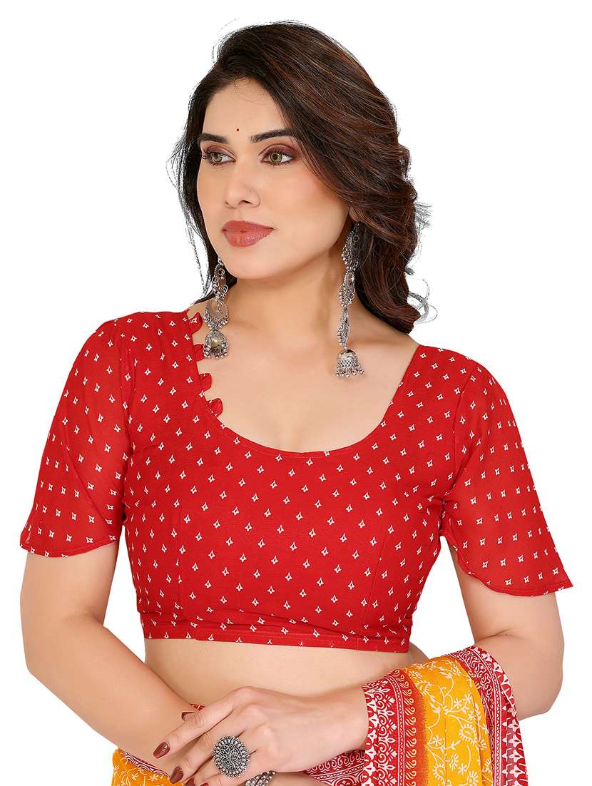 women printed casual wear saree with blouse - 22048460 -  Standard Image - 5