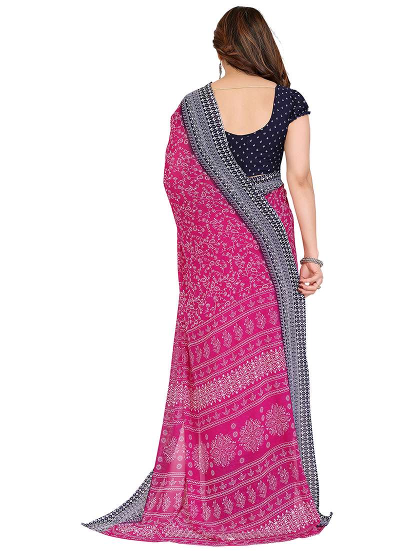 women printed casual wear saree with blouse - 22048461 -  Standard Image - 3