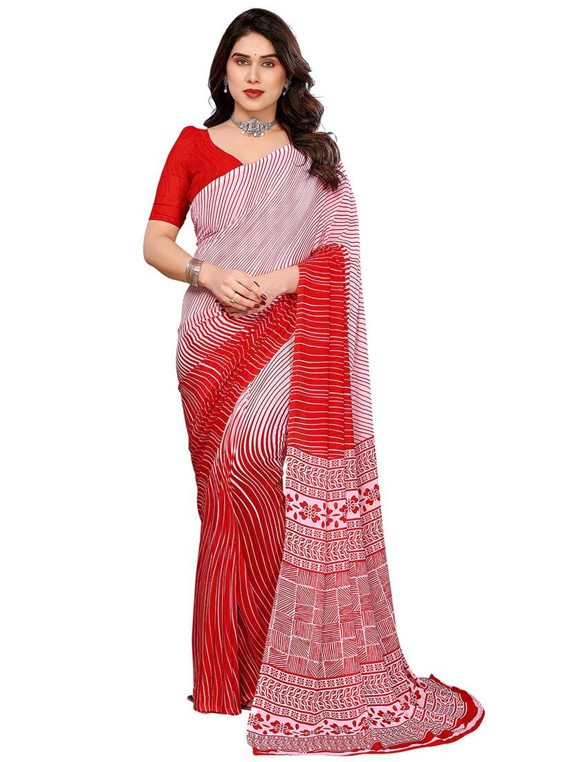 women printed casual wear saree with blouse