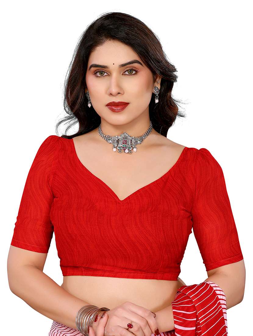 women printed casual wear saree with blouse - 22048463 -  Standard Image - 5