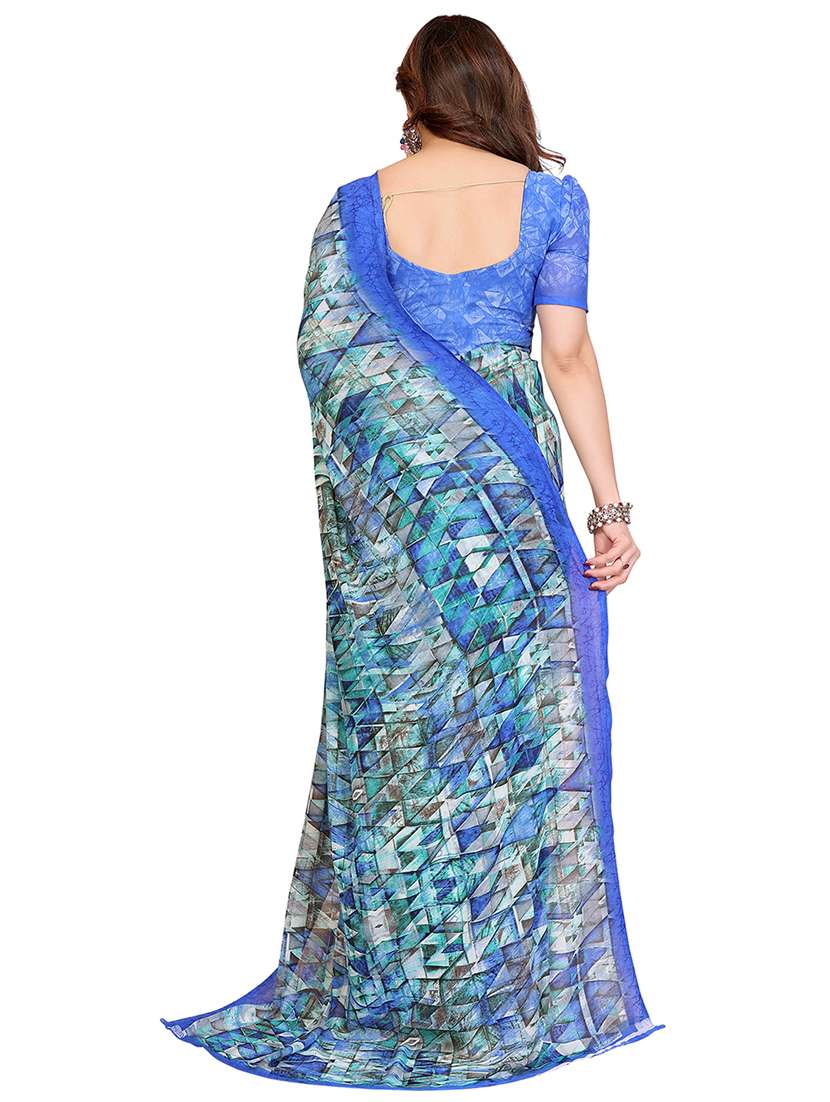 women printed casual wear saree with blouse - 22048467 -  Standard Image - 3