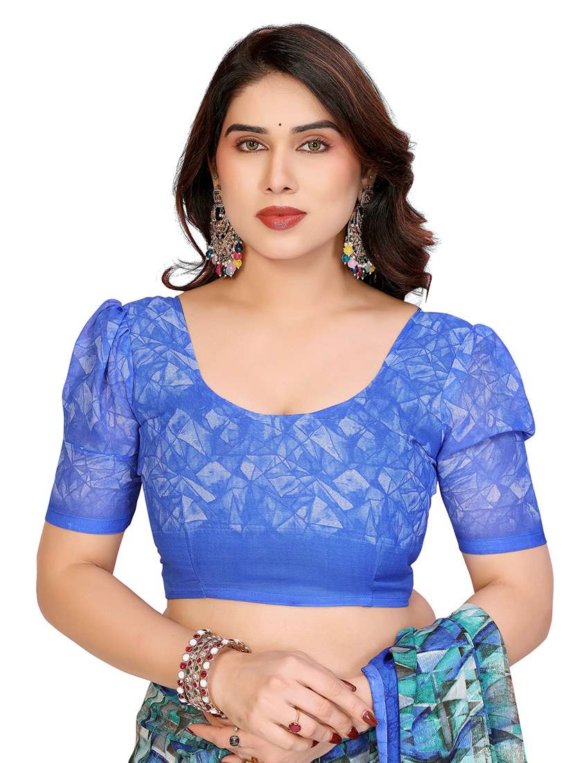 women printed casual wear saree with blouse - 22048467 -  Standard Image - 5