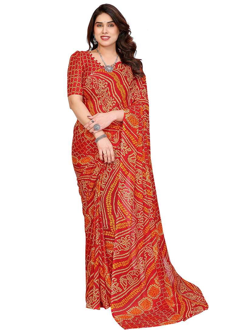 women printed casual wear saree with blouse