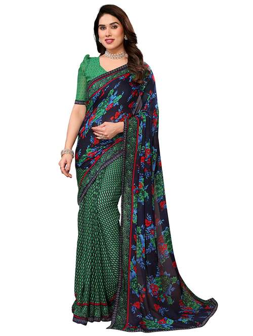 women printed casual wear saree with blouse - 22048495 - Standard Image - 0