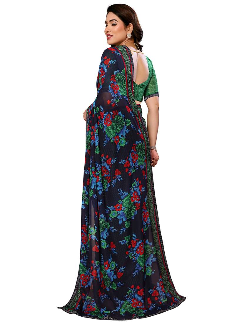 women printed casual wear saree with blouse - 22048495 - Standard Image - 3