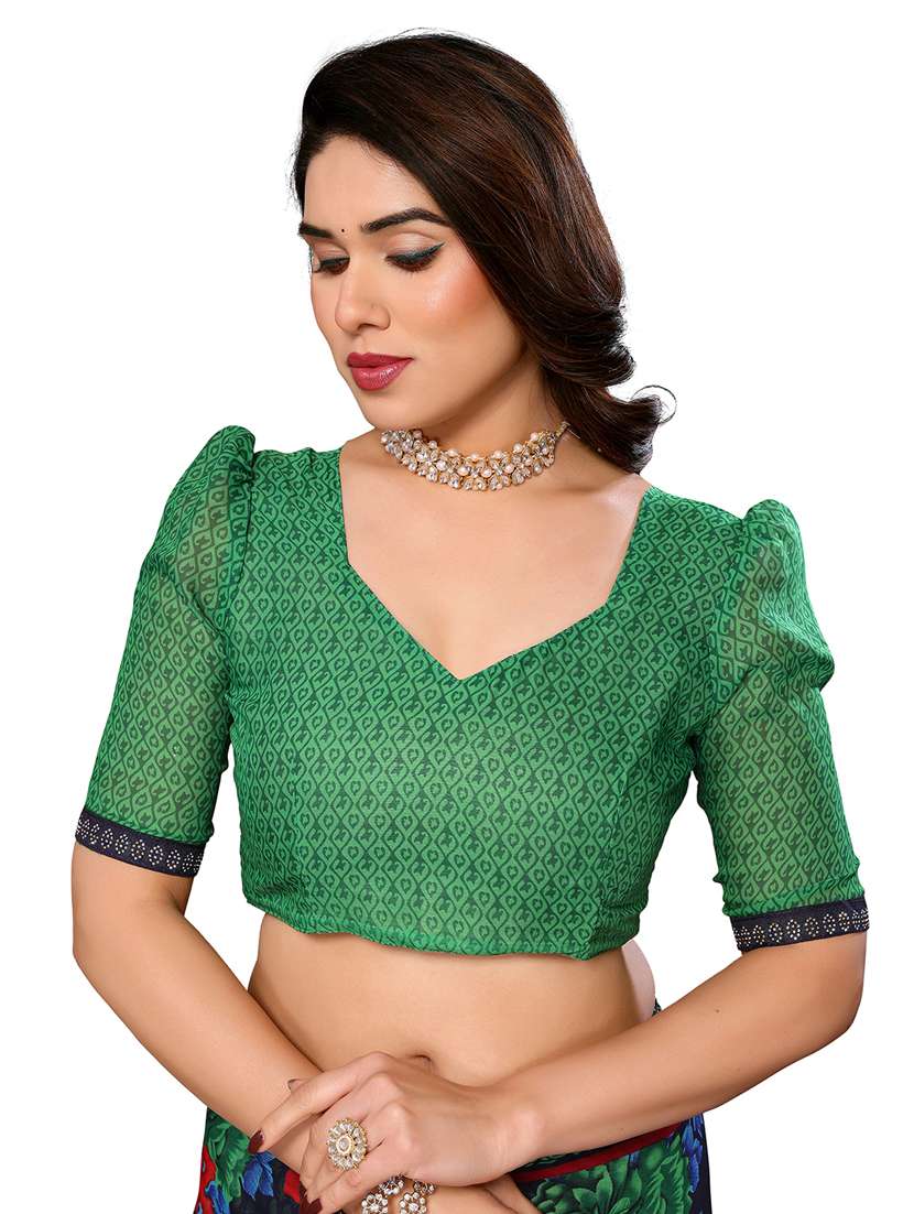 women printed casual wear saree with blouse - 22048495 - Standard Image - 5