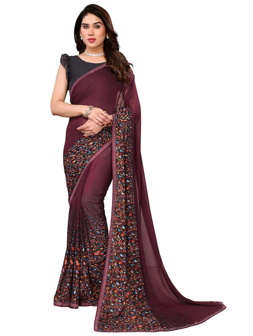 women printed casual wear saree with blouse