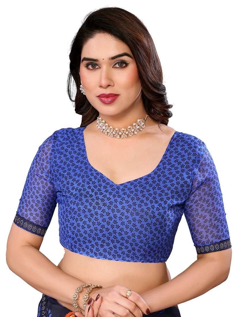 women printed casual wear saree with blouse - 22048512 -  Standard Image - 5