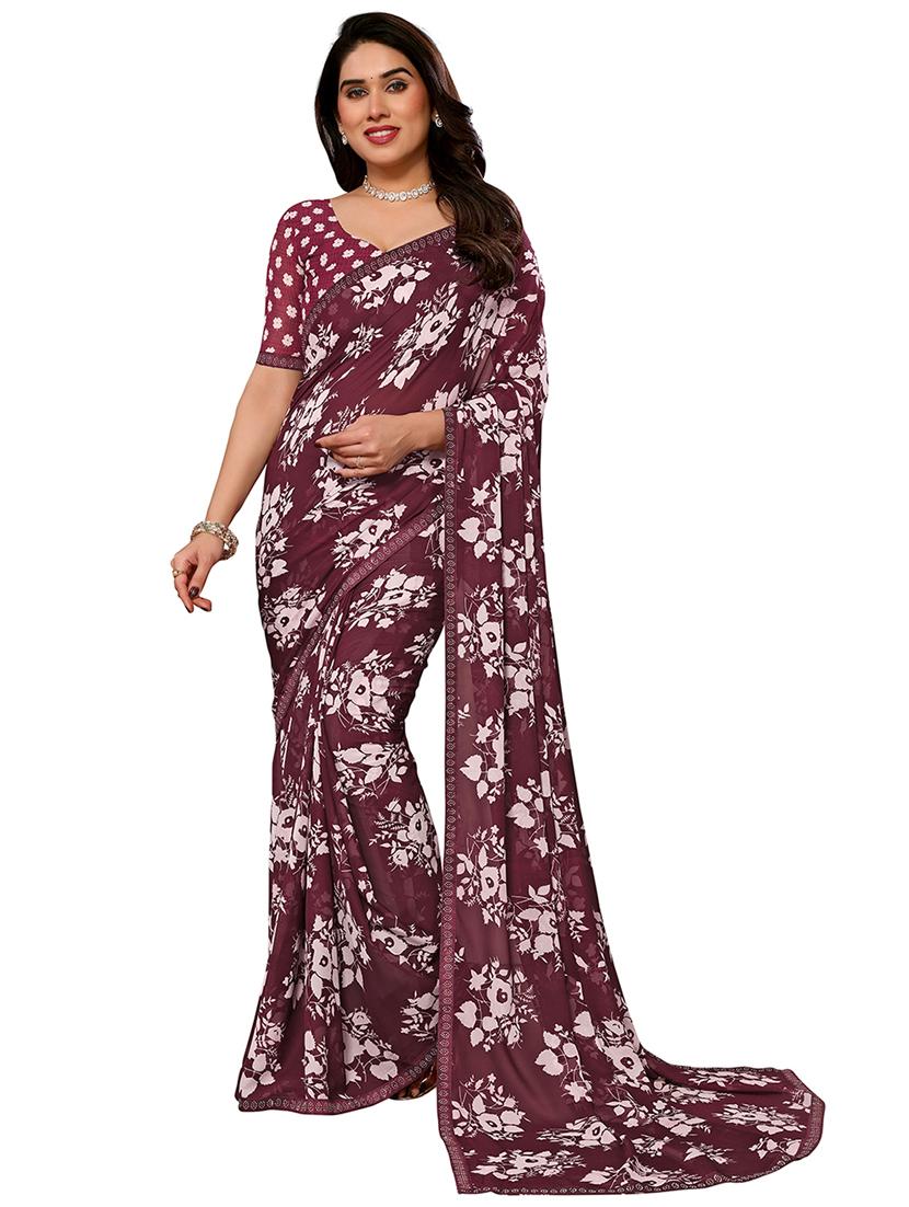 women printed casual wear saree with blouse - 22048514 - Zoom Image - 0