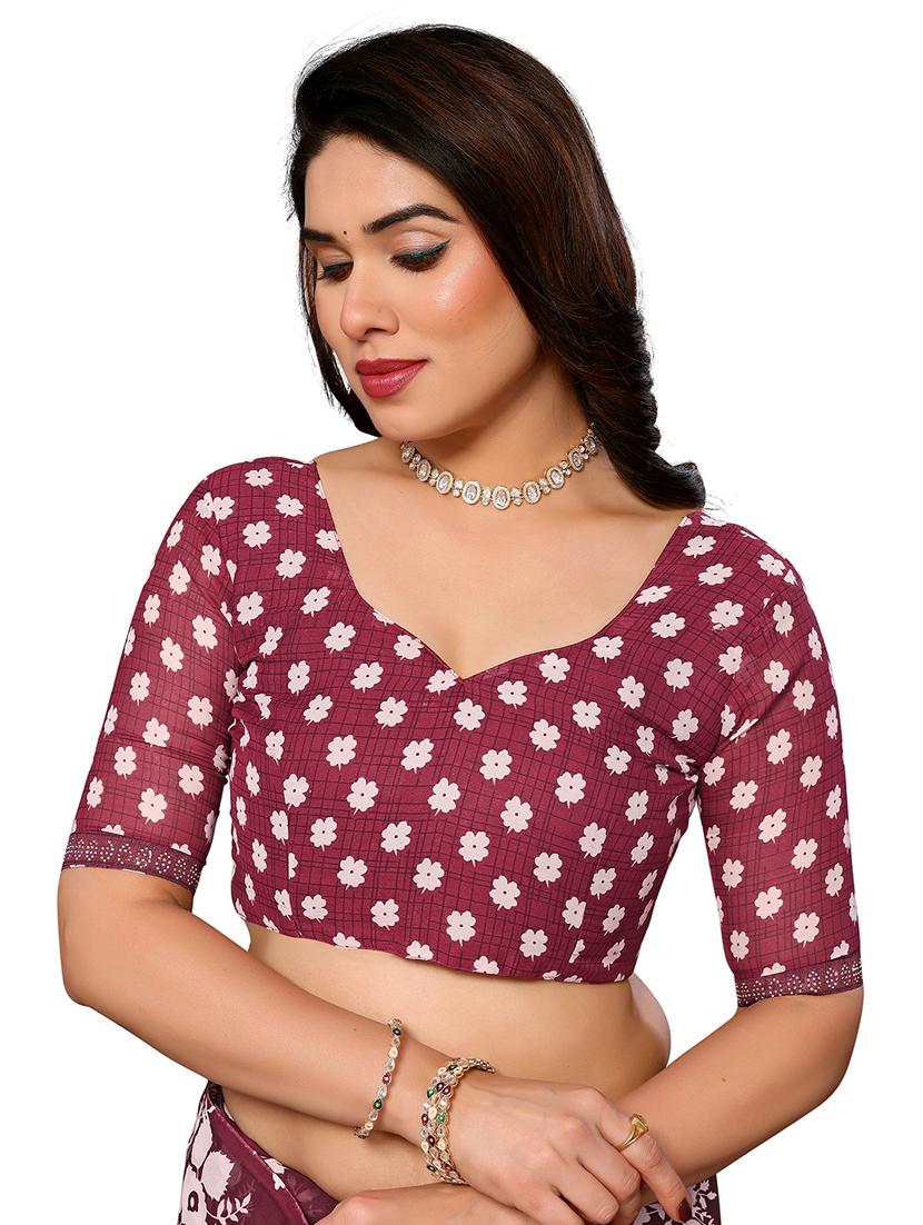 women printed casual wear saree with blouse - 22048514 - Standard Image - 5