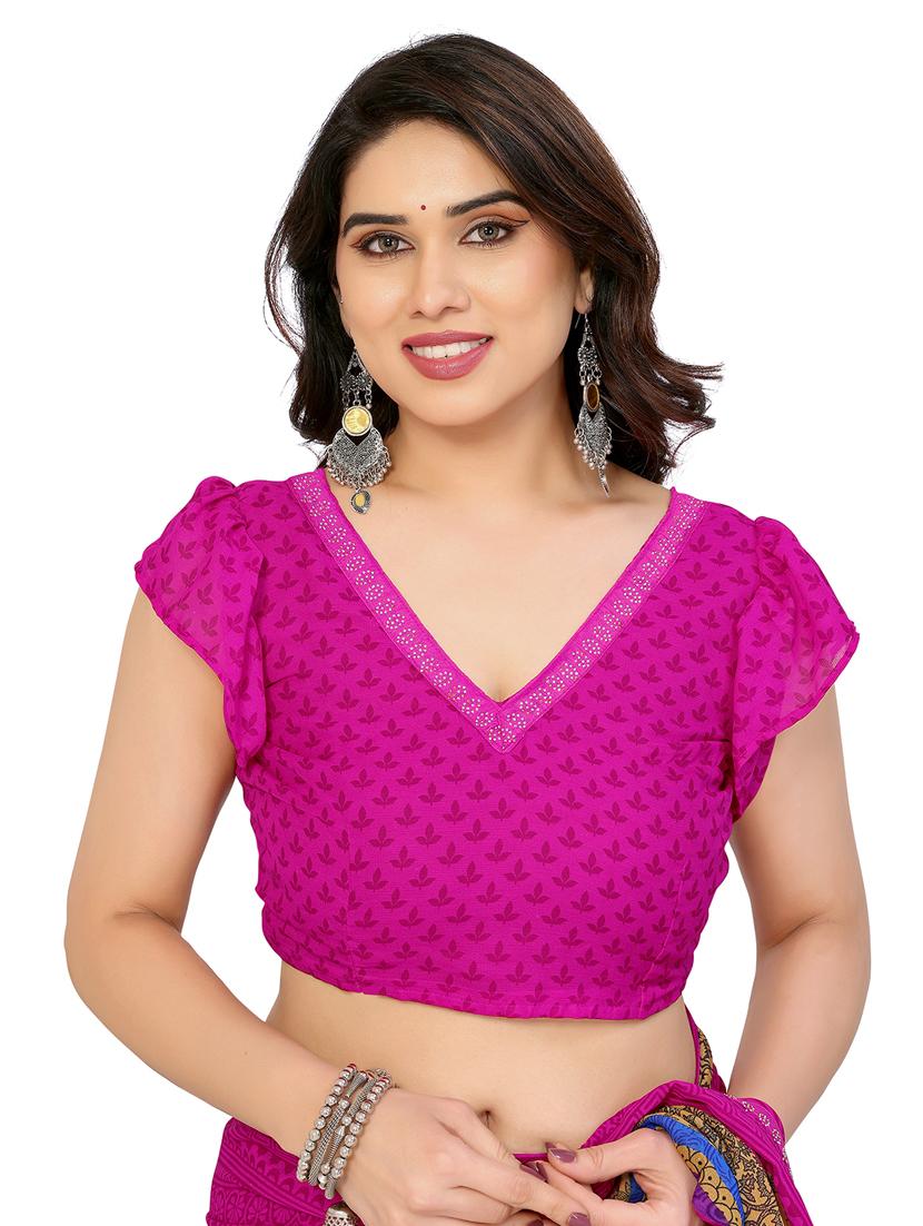 women printed casual wear saree with blouse - 22048523 - Standard Image - 5