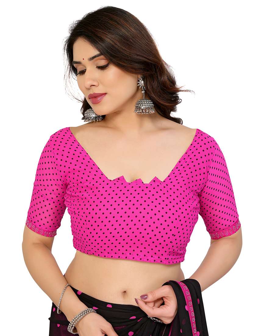 women printed casual wear saree with blouse - 22048525 -  Standard Image - 5