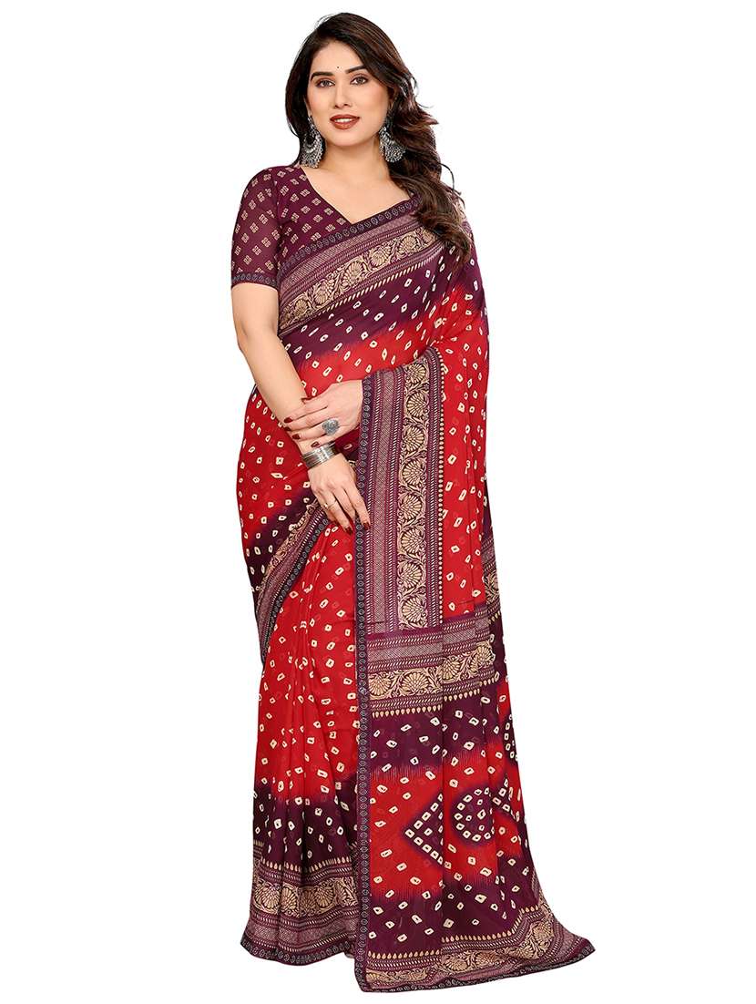 women printed casual wear saree with blouse